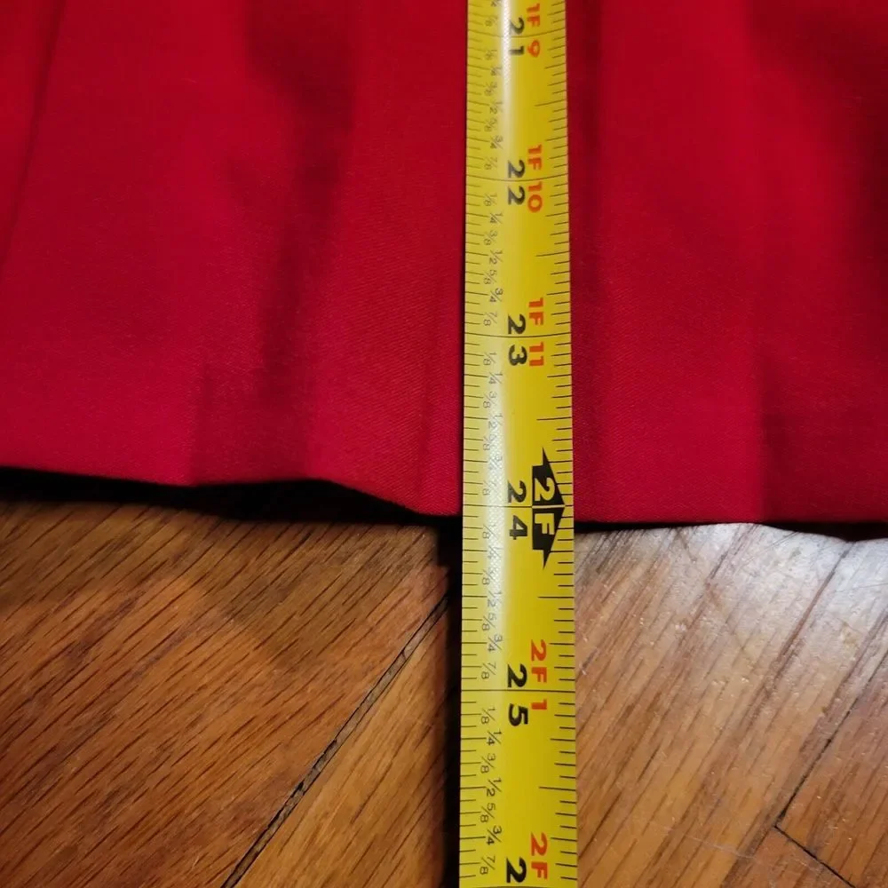 Calvin Klein Accordian Skirt Size 8 Red A-Line Midi Preppy‎ Holiday Career - Picture 7 of 13